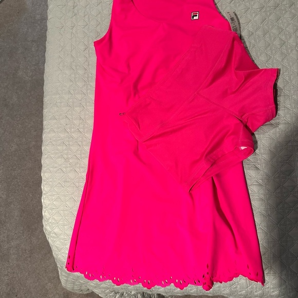 Fila Women`s Essentials Laser Cut Tennis Dress - Hot Pink - NWT - Picture 4 of 7
